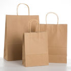 Rectangle Brown Bags With Handles , Kraft Paper Tote Bag For Food